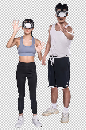 科技VR运动健身男女PNG免抠元素摄影图