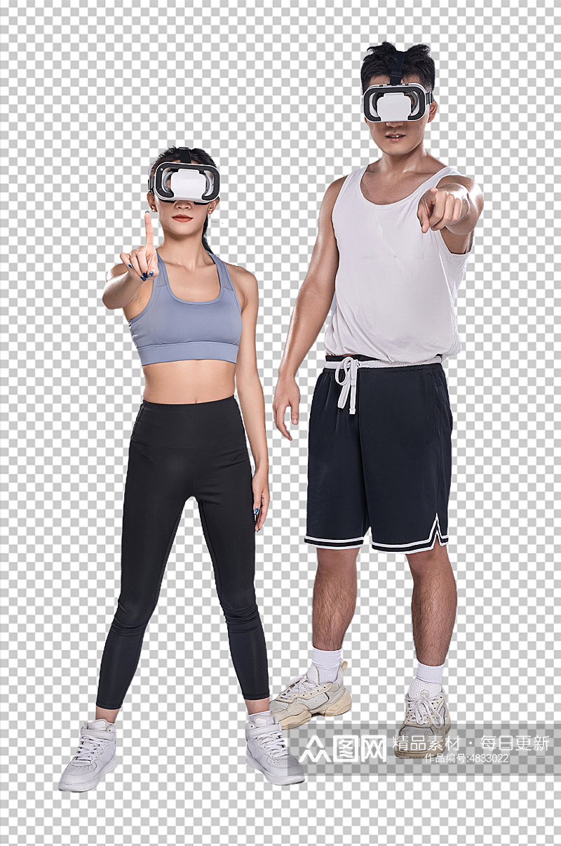 科技VR运动健身男女PNG免抠元素摄影图素材