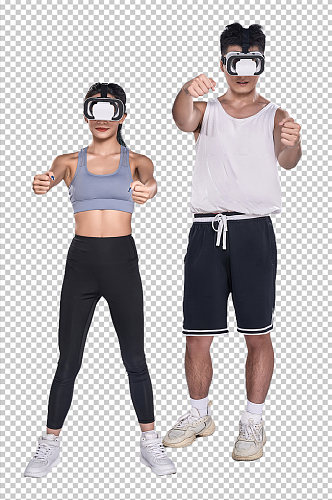 科技VR运动健身男女PNG免抠元素摄影图