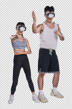 VR运动科技健身男女PNG免抠元素摄影图