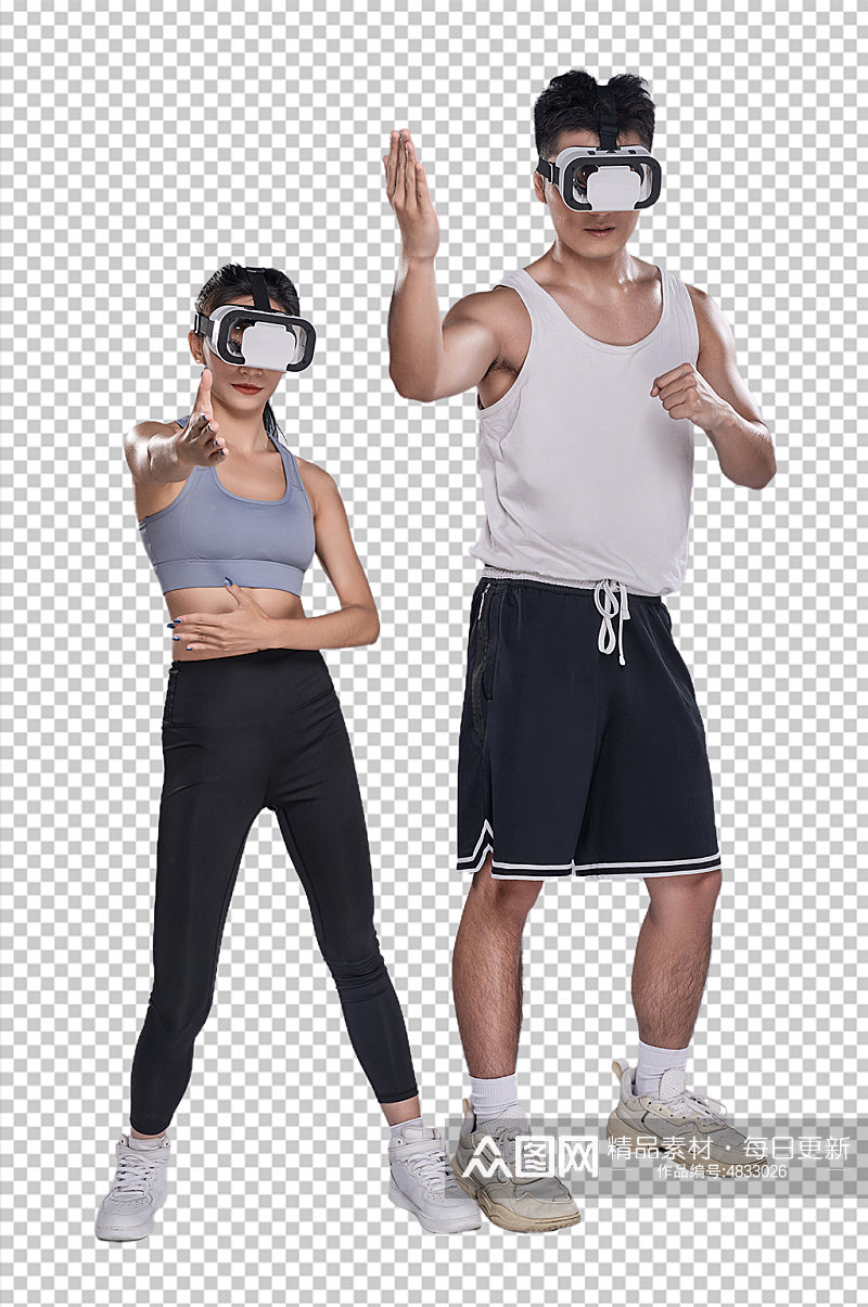 VR运动科技健身男女PNG免抠元素摄影图素材
