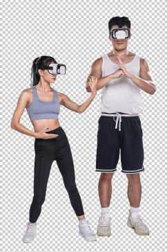 VR运动科技健身男女PNG免抠元素摄影图
