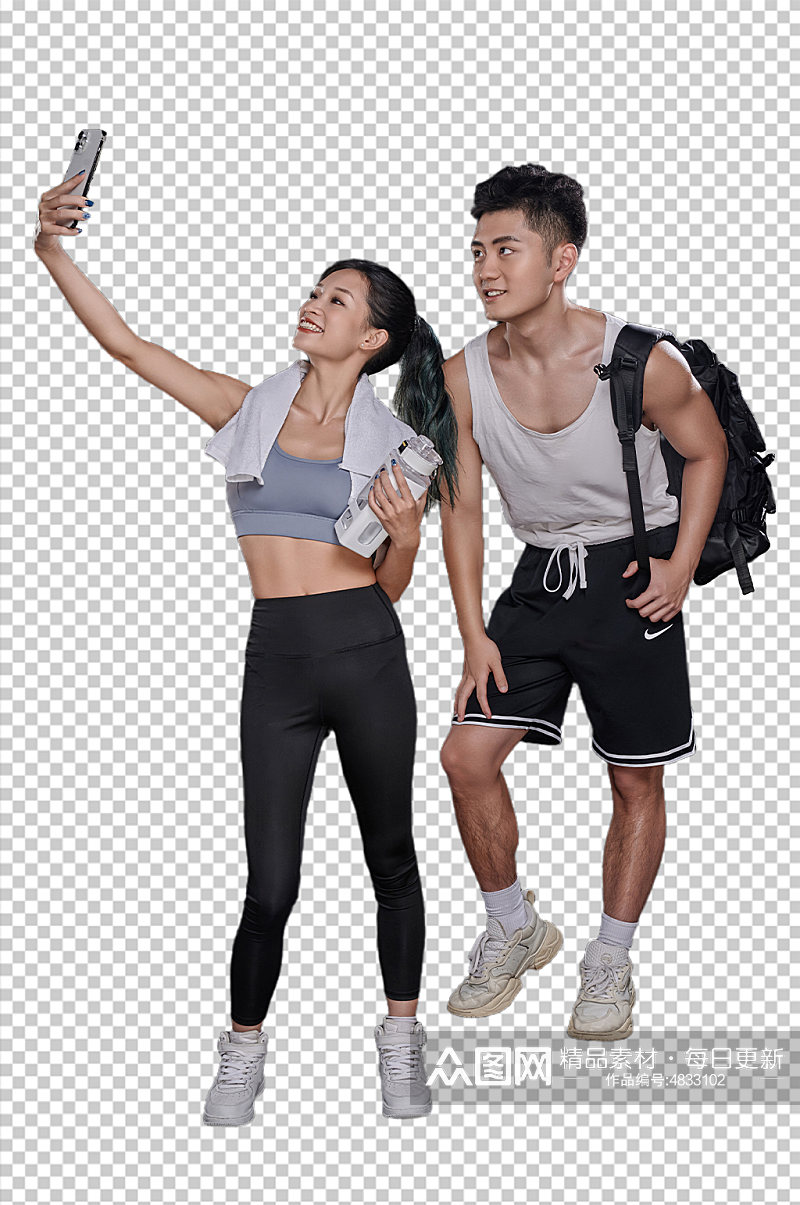 时尚运动健身男女PNG免抠元素摄影图片素材