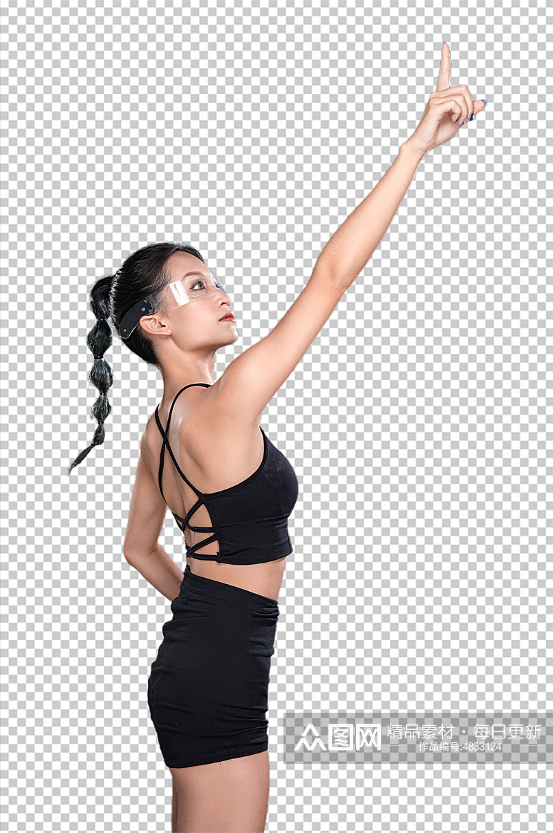 科技风运动健身女生PNG免抠元素摄影图素材
