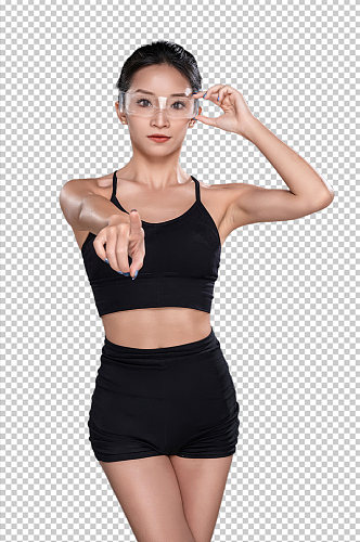 科技风运动健身女生PNG免抠元素摄影图