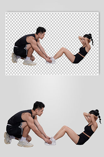 时尚运动健身男女PNG免抠元素摄影图片
