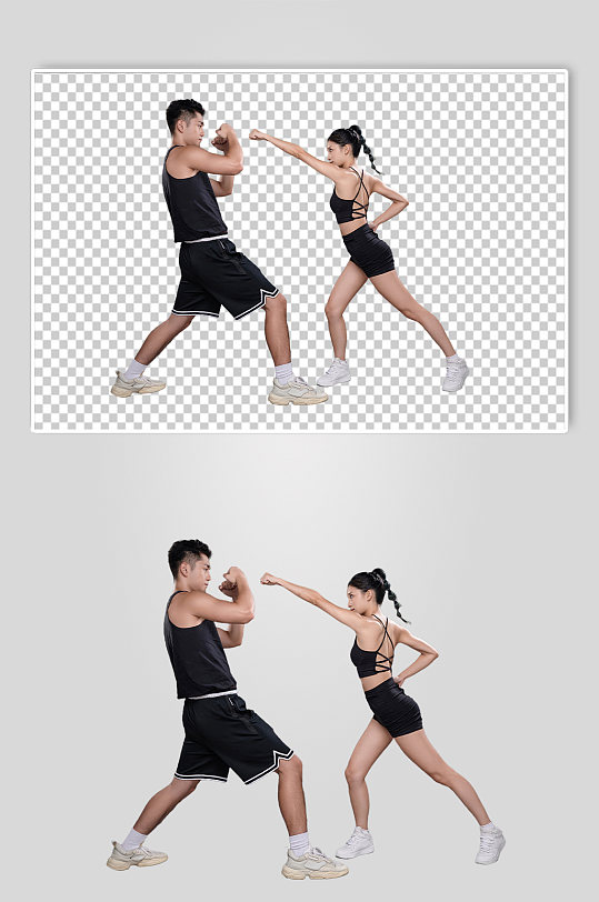 拳击健身运动男女人物PNG免抠摄影图片