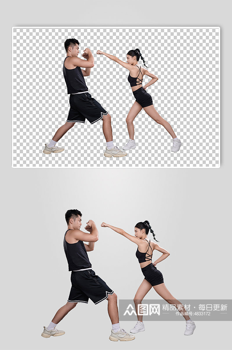 拳击健身运动男女人物PNG免抠摄影图片素材