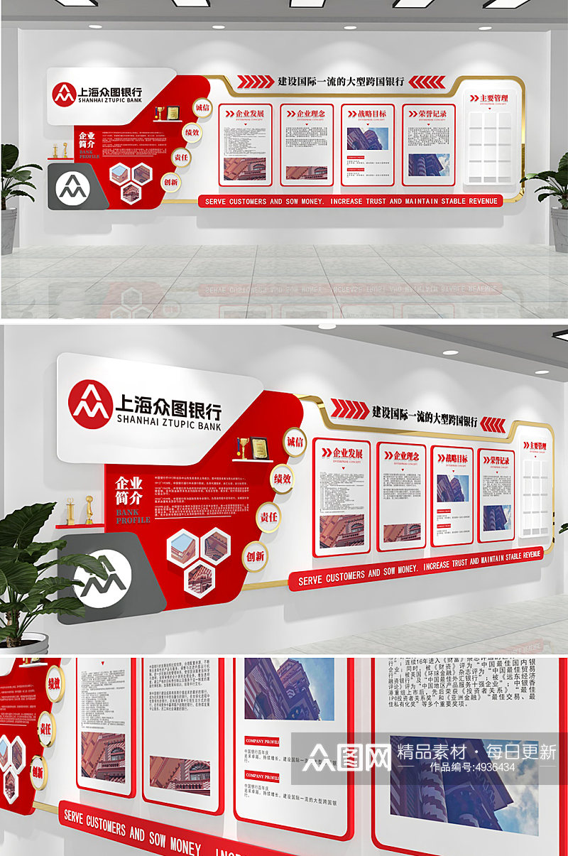 红色金融企业发展历程银行文化墙设计素材