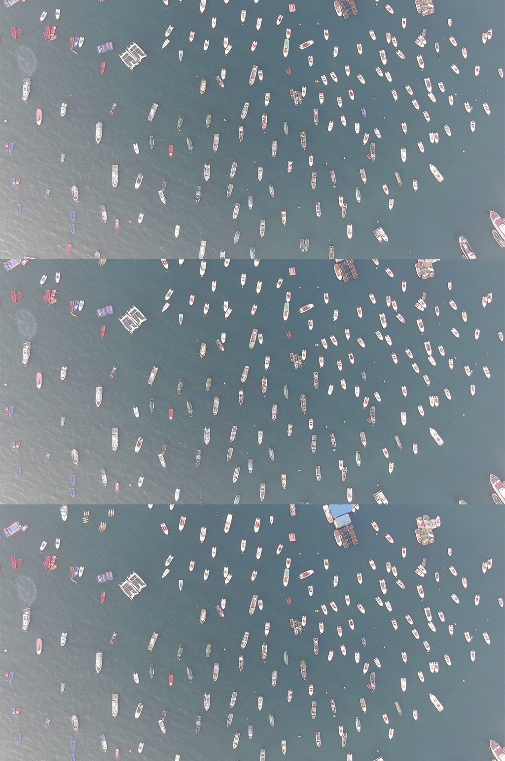 俯拍大海停靠游船素材