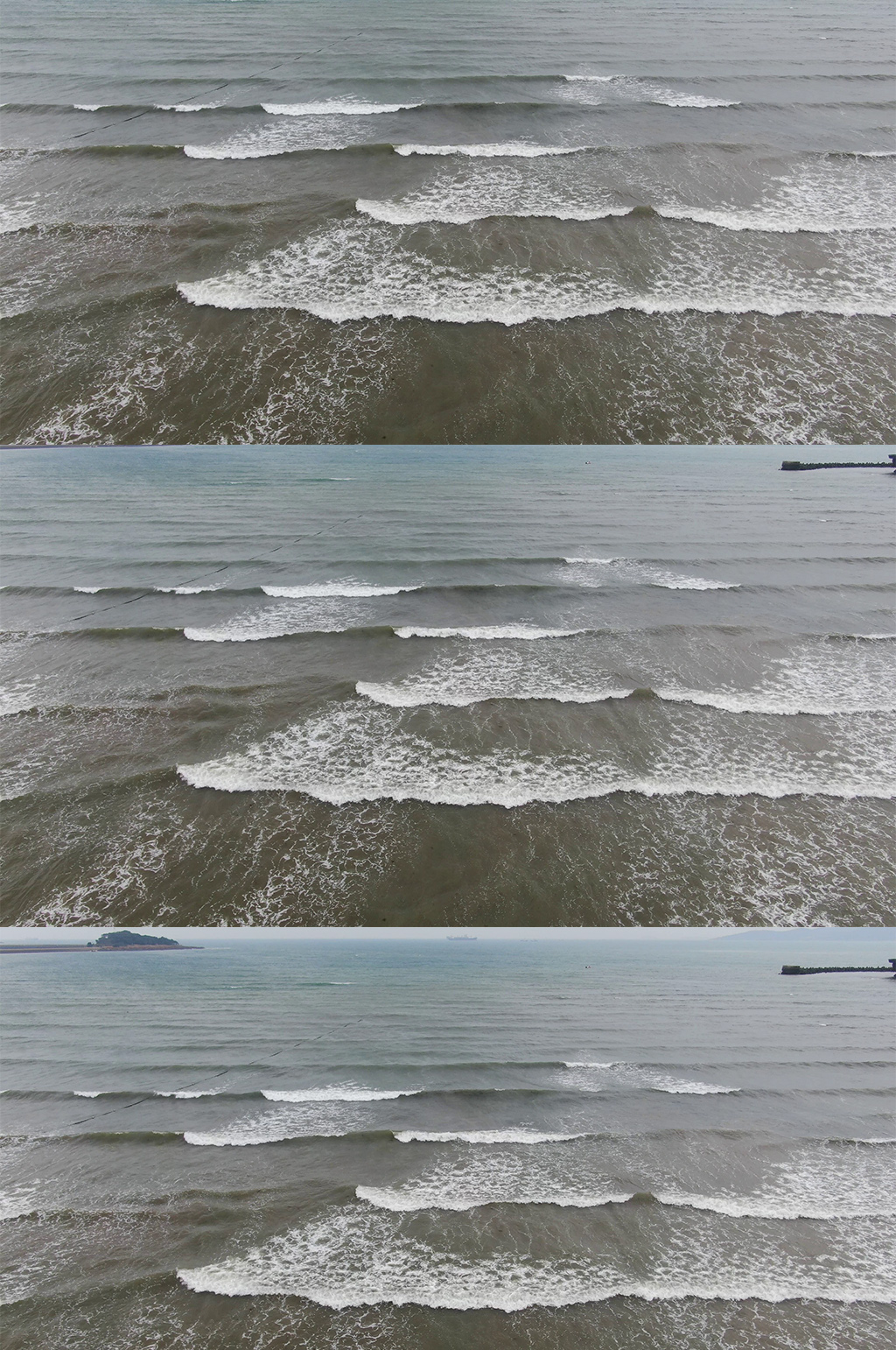 航拍大海海浪浪花素材