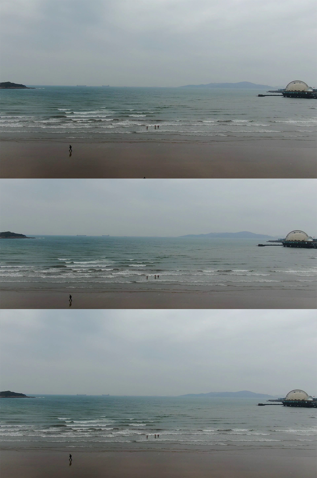 航拍海邊浪花沙灘素材