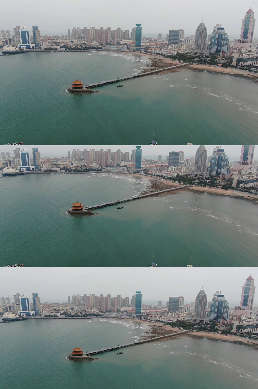 航拍青岛海岸线城市高楼素材