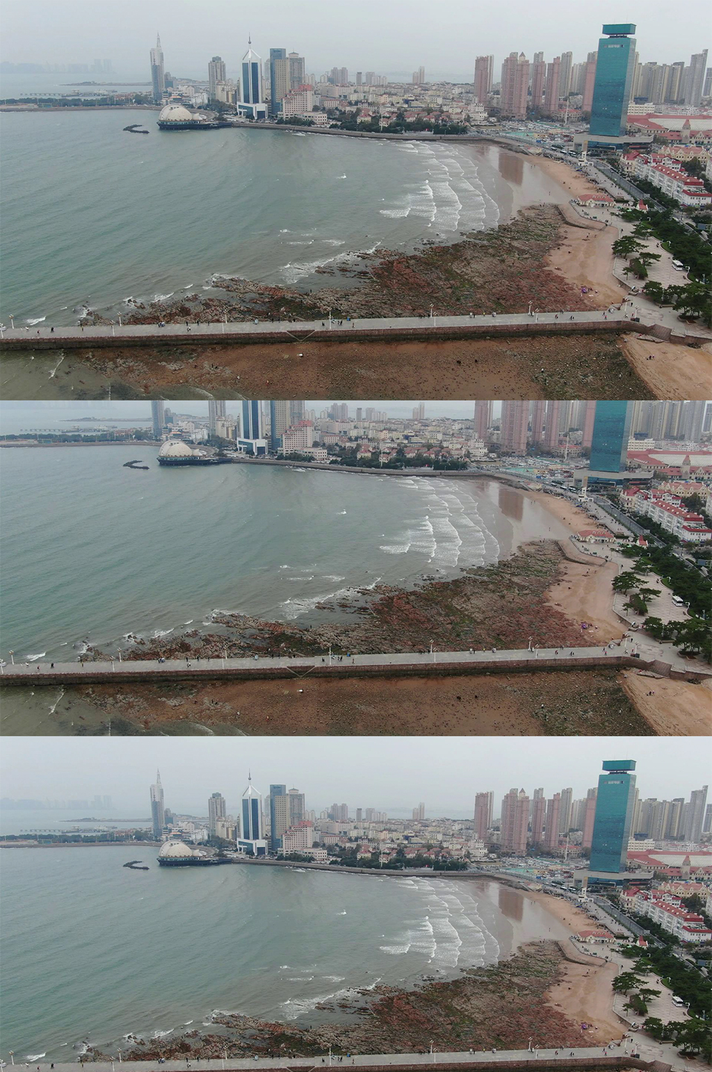 航拍青岛海边高楼建筑素材