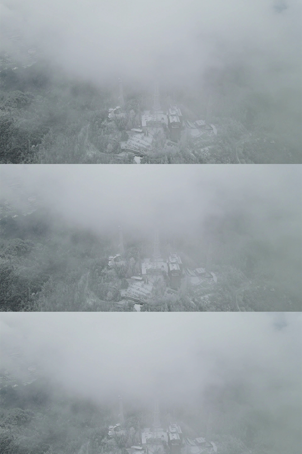 航拍冬天雪景云海素材