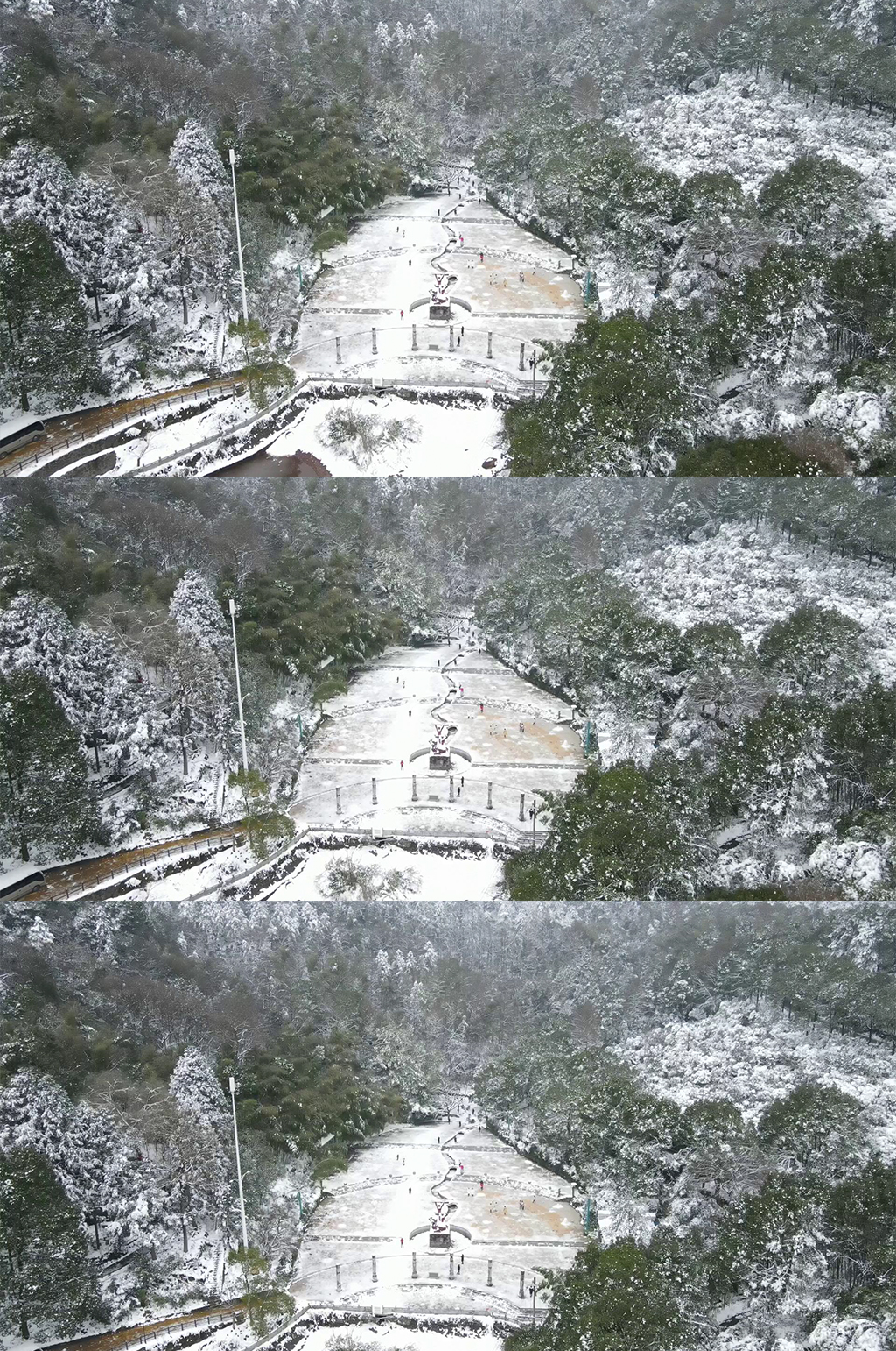 航拍冬天雪景山谷素材