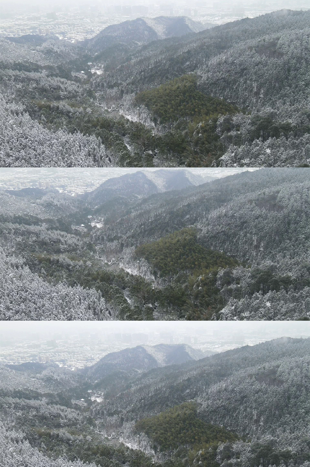 航拍森林冬天雪景雾凇素材