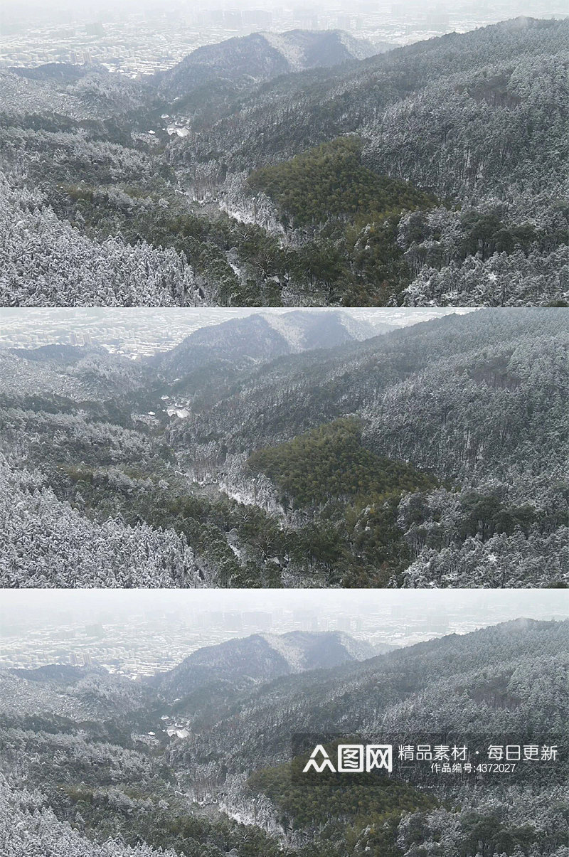 航拍森林冬天雪景雾凇素材