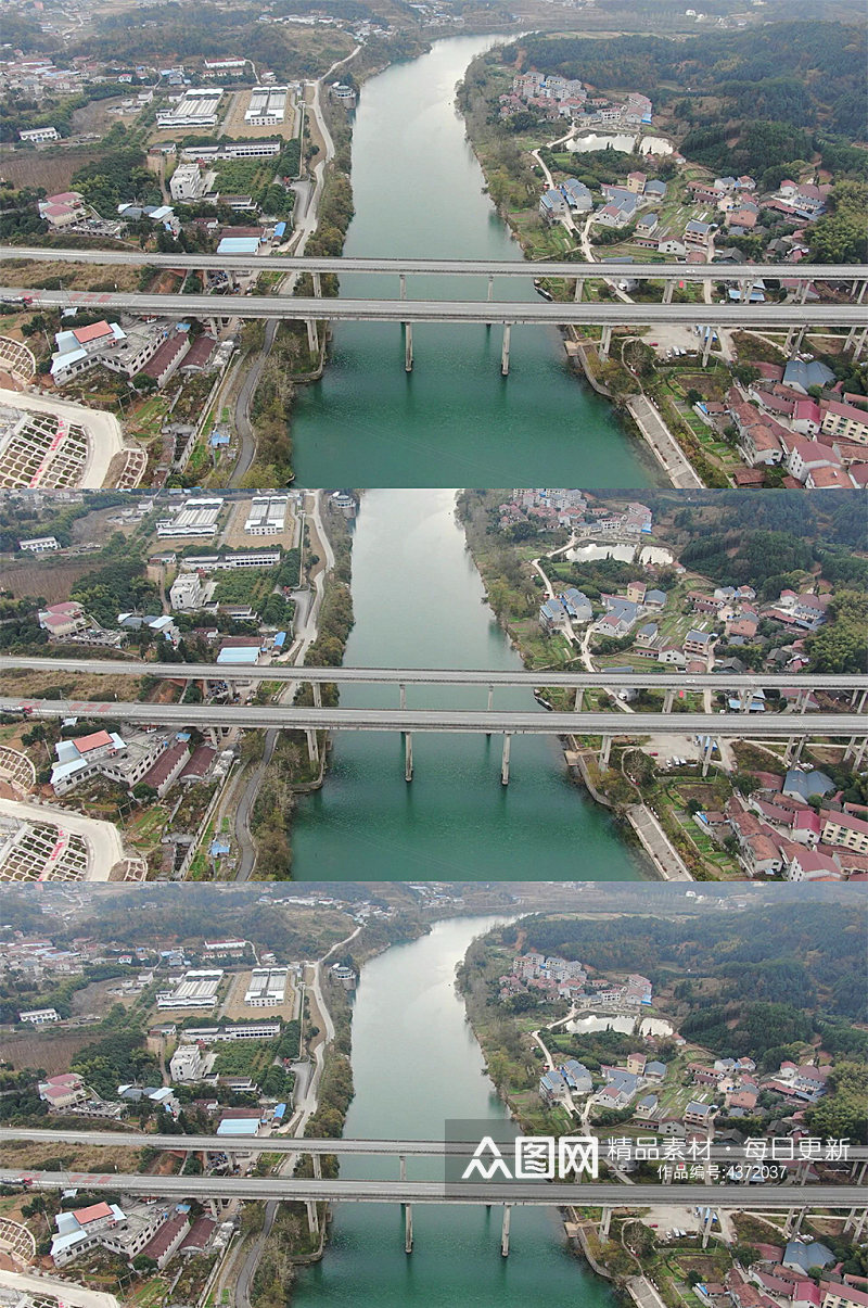 航拍高速路跨河大桥交通素材