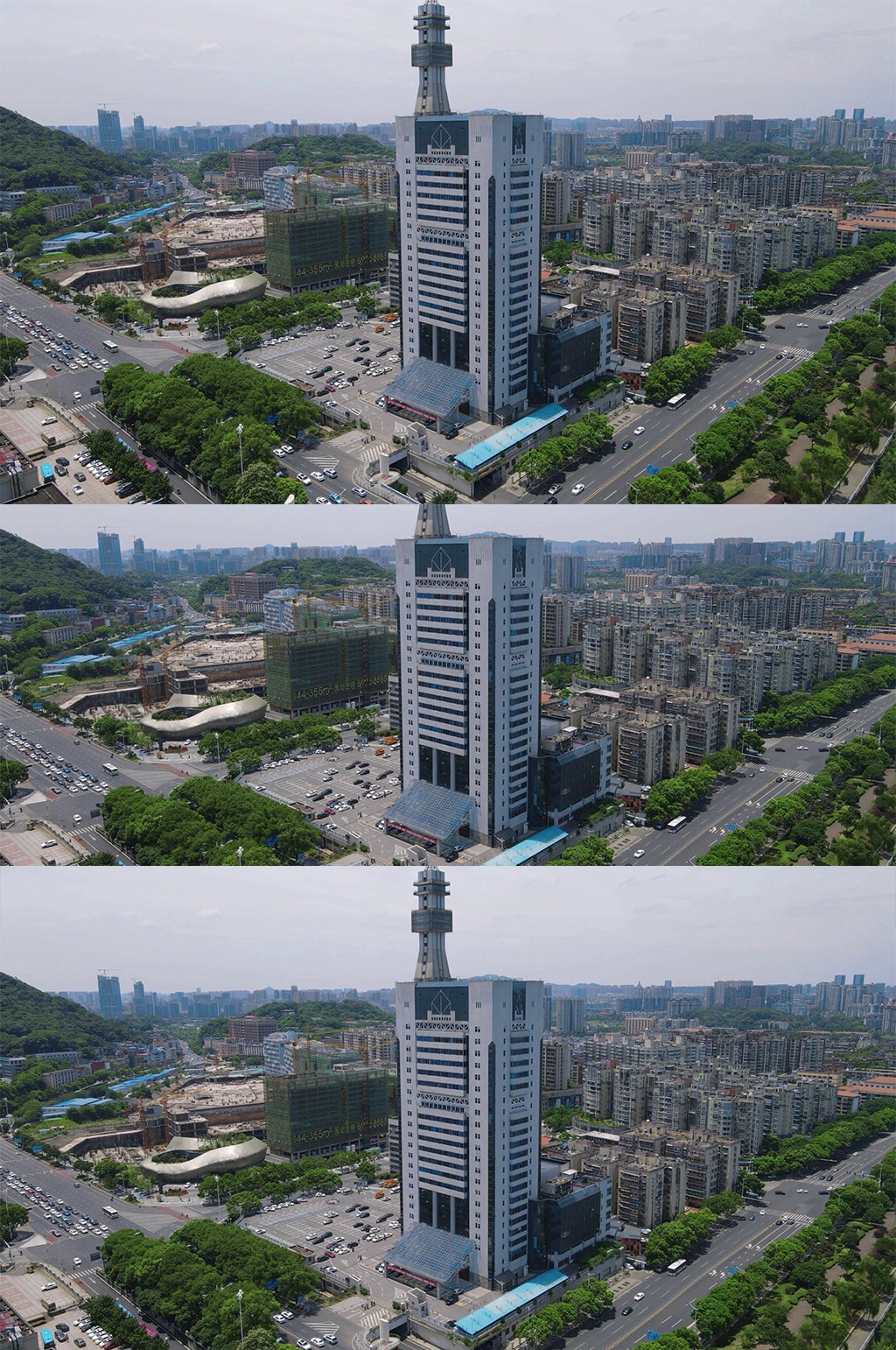 航拍湖南长沙河西交警大厦地标建筑素材