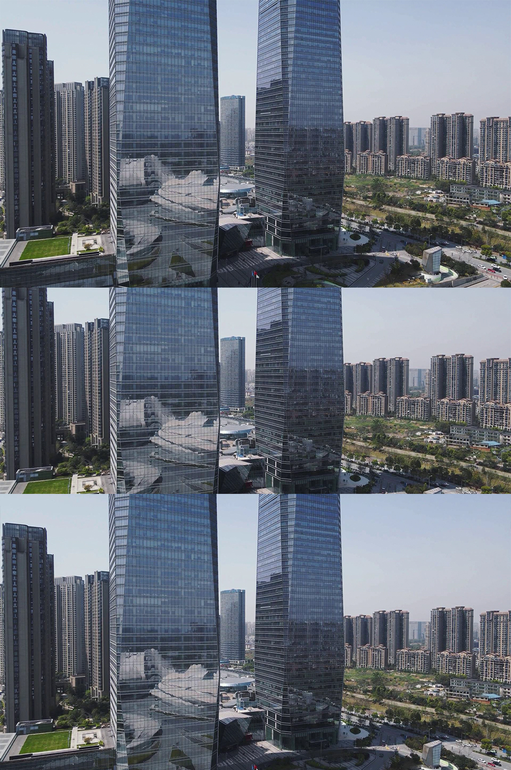 航拍湖南长沙梅溪湖金茂双塔素材
