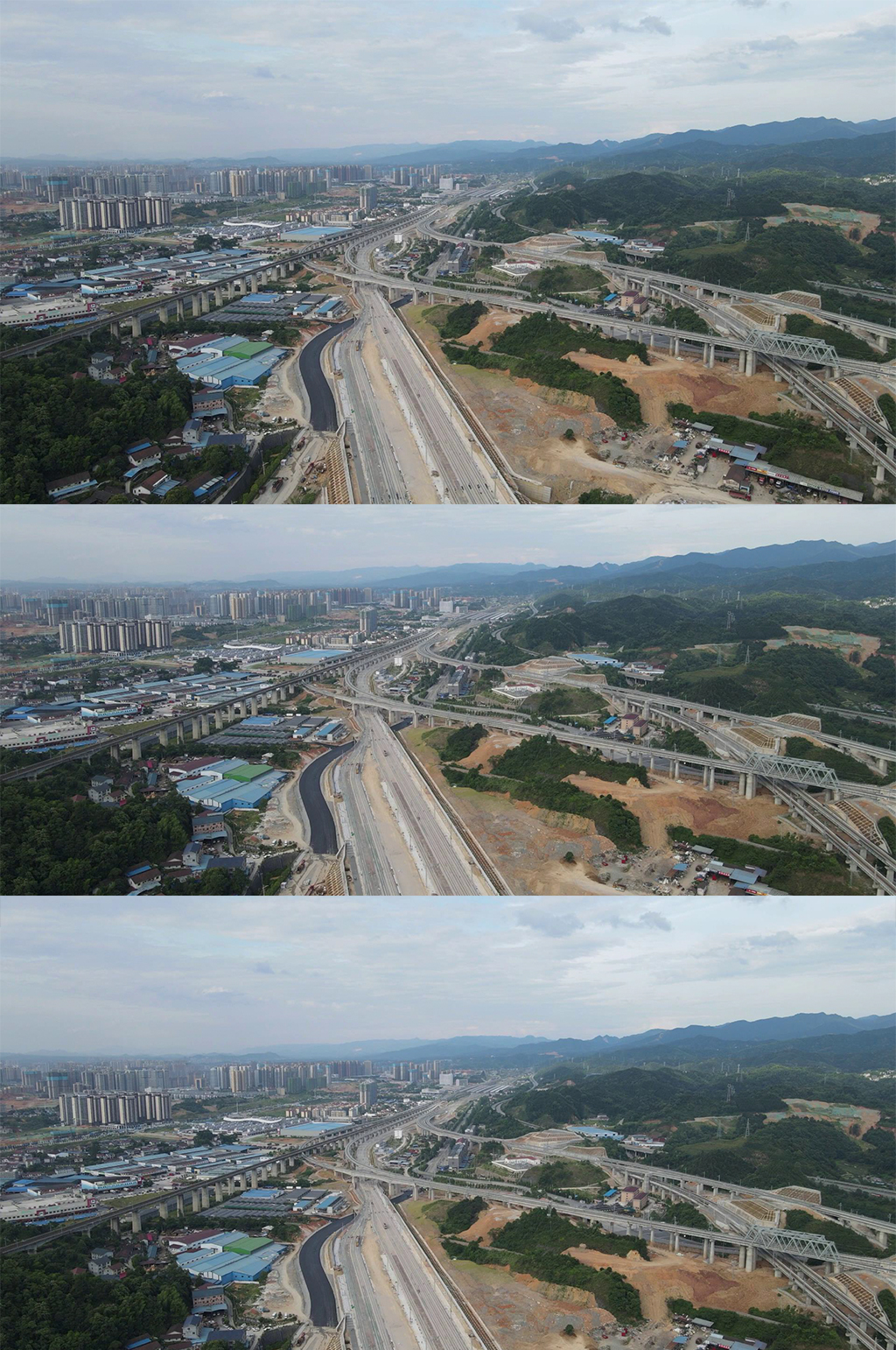 航拍城市错综复杂高架桥交通素材