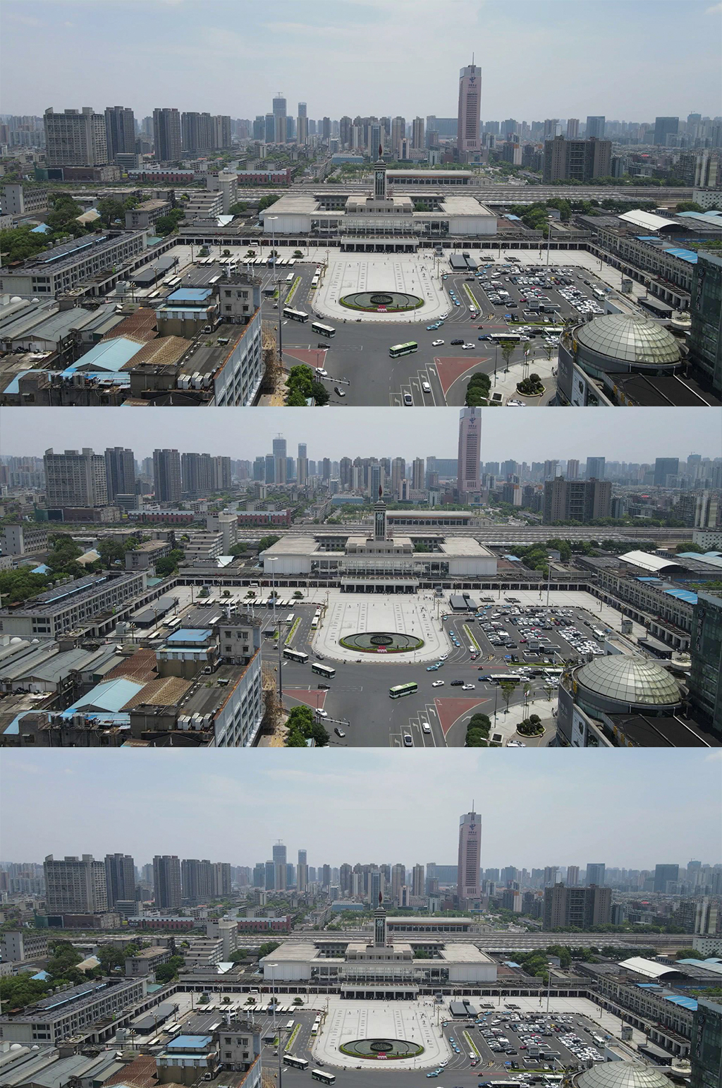 航拍湖南长沙火车站交通地标建筑素材
