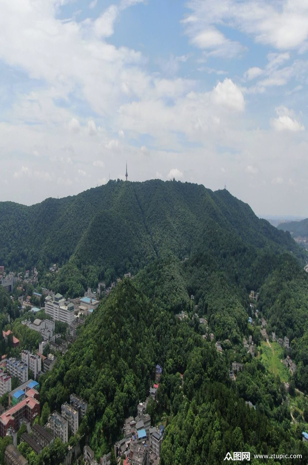 航拍湖南长沙岳麓山风景区素材