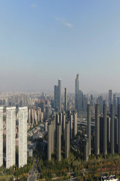 航拍南京城市高楼商务建筑
