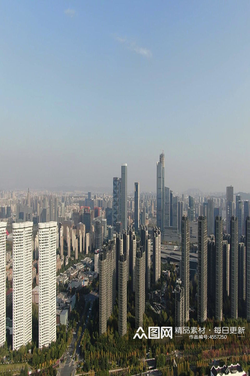 航拍南京城市高楼商务建筑素材
