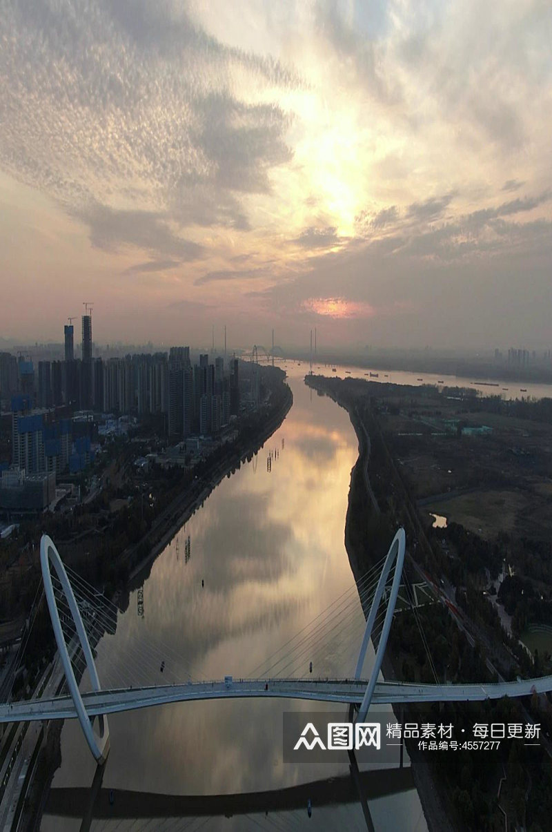 航拍江苏南宁南京之眼步行桥地标建筑素材