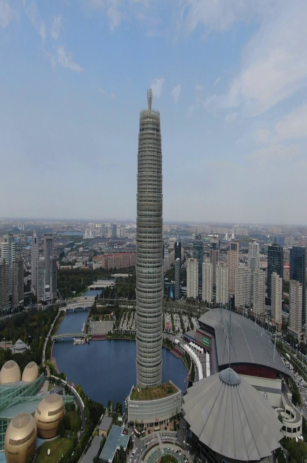 航拍河南郑州会展中心大玉米地标建筑素材