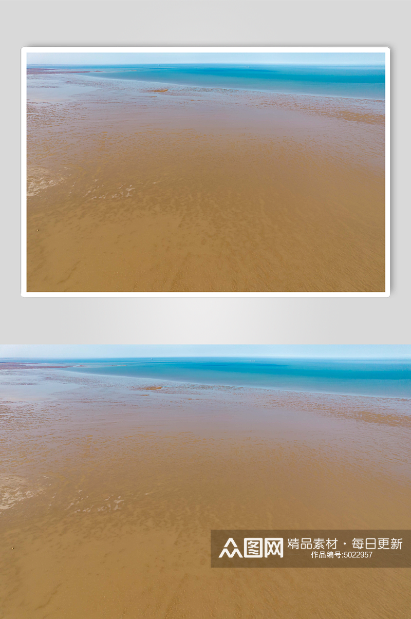 大海海浪沙滩退潮风景航拍摄影图素材