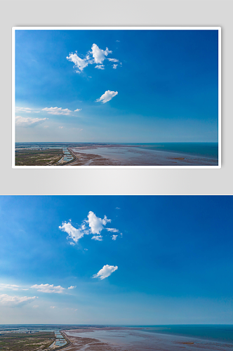 大海海浪沙滩退潮风景航拍摄影图