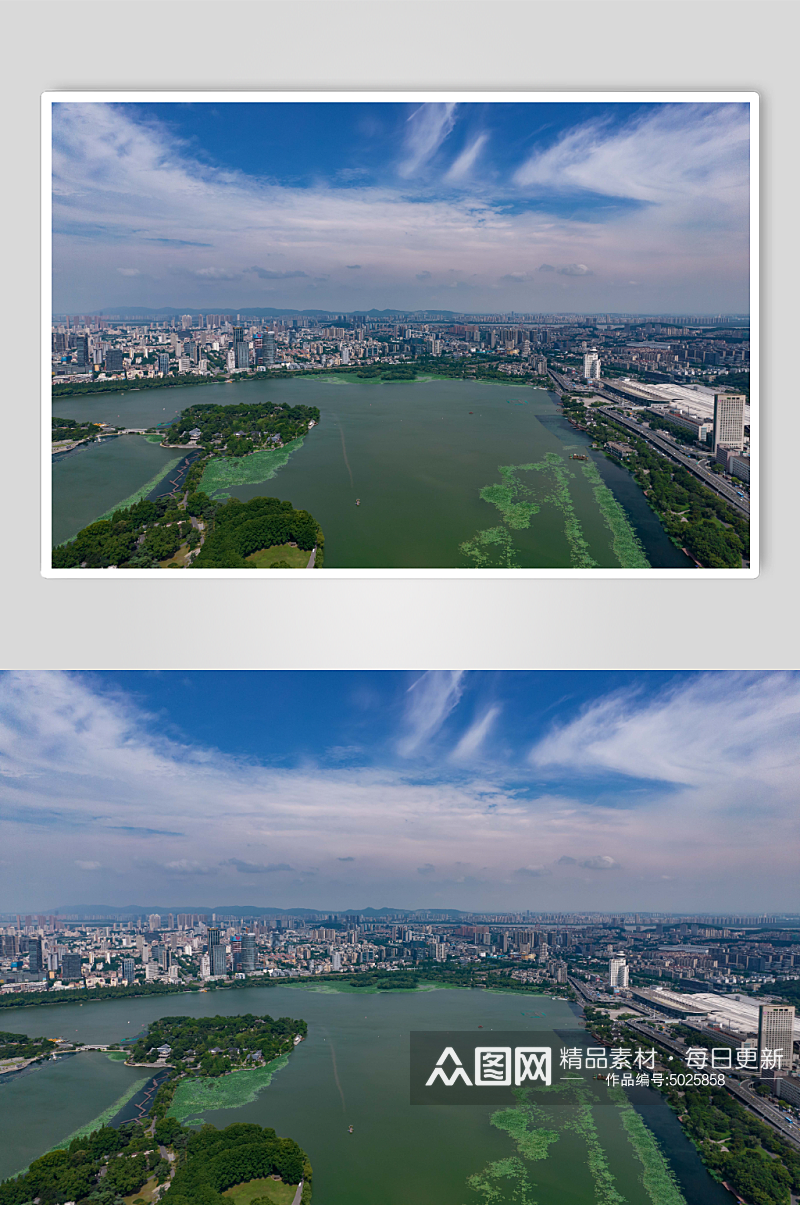 江苏南京玄武湖城市风光航拍摄影图素材