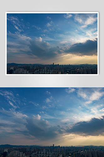 江苏无锡城市风光傍晚夕阳航拍摄影图