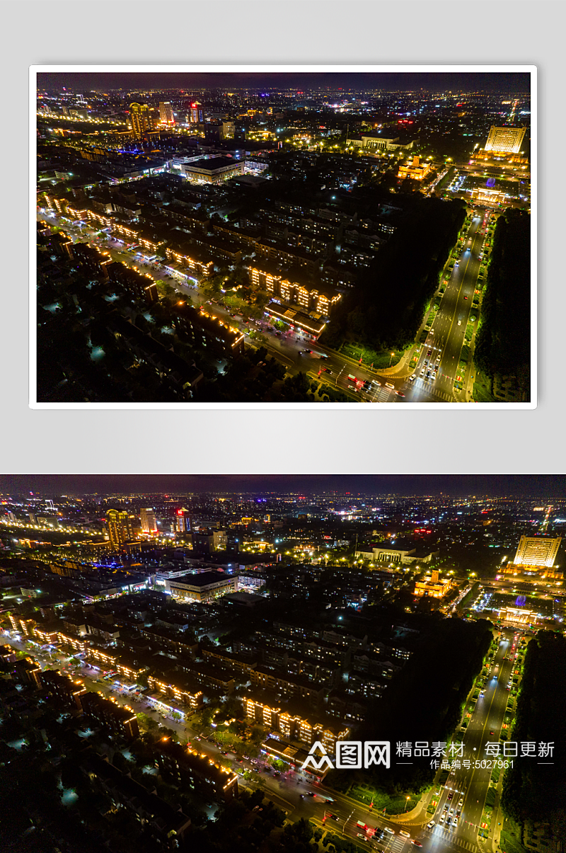 山东东营城市夜景灯光航拍摄影图素材