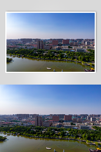 山东济南城市风光大明湖航拍摄影图