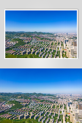 山东济南城市高楼建筑航拍摄影图
