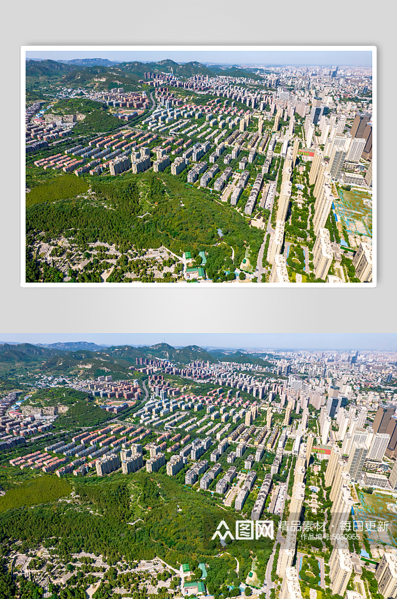 山东济南城市高楼建筑航拍摄影图素材
