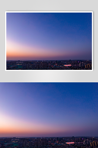 山东济南大明湖城市夜幕降临航拍摄影图