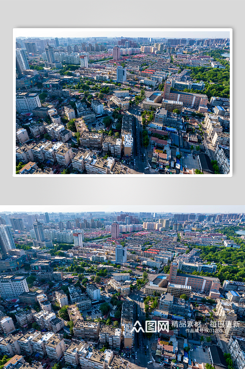 山东济南泉城广场周边建筑航拍摄影图素材