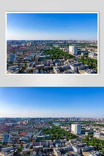 山东济南泉城广场周边建筑航拍摄影图