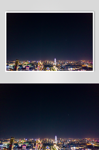 山东济南城市夜景灯光航拍摄影图