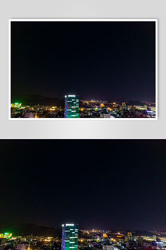 山东济南城市夜景灯光航拍摄影图
