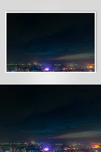 山东济宁城市夜景灯光航拍摄影图