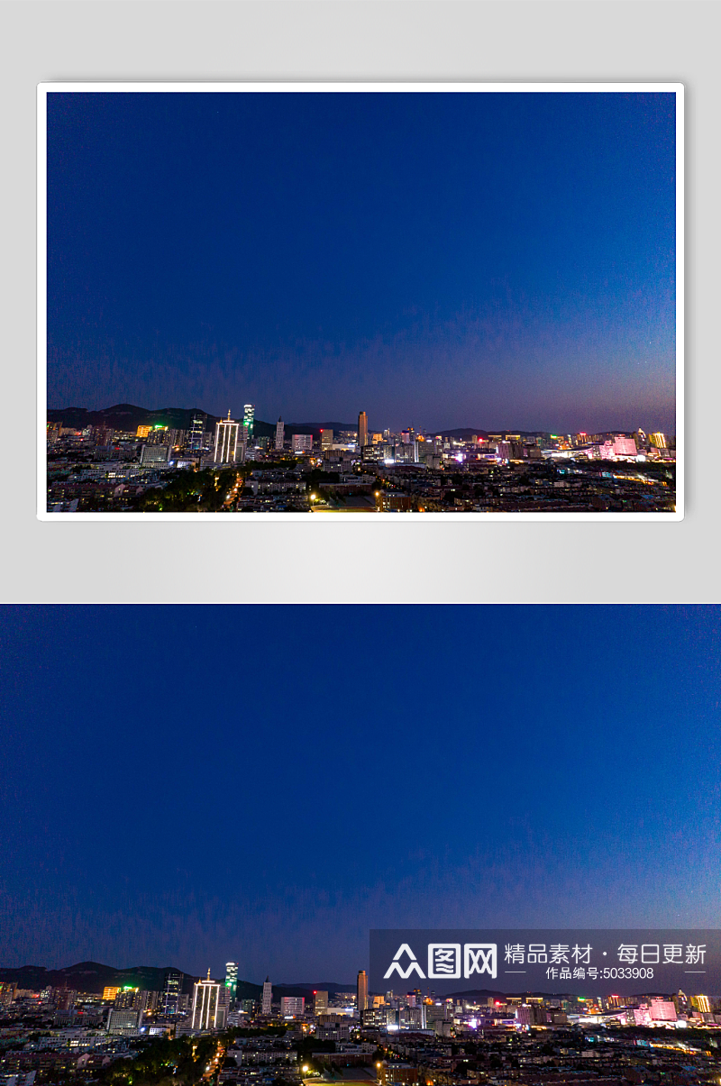 山东济南大明湖夜景航拍摄影图素材