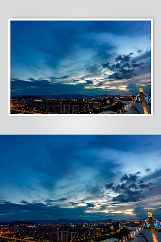 福建福州城市夜幕降临鼓山大桥航拍摄影图