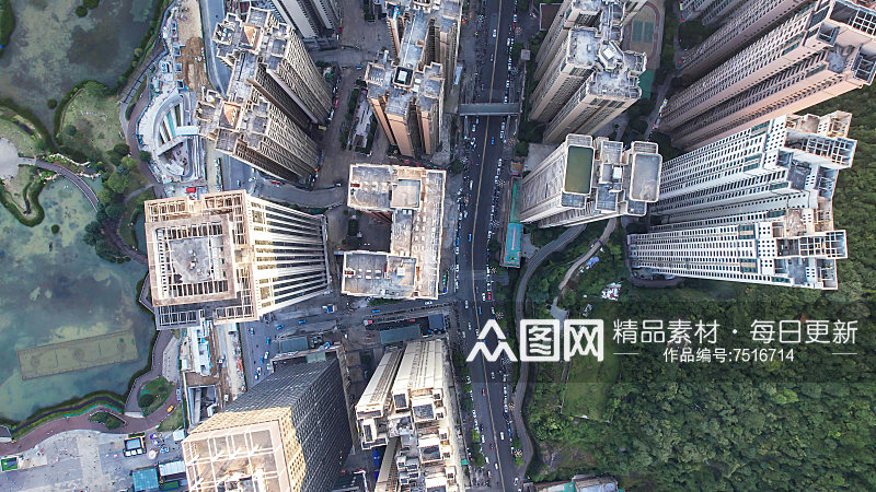 俯拍城市高楼住宅小区摄影图建筑素材