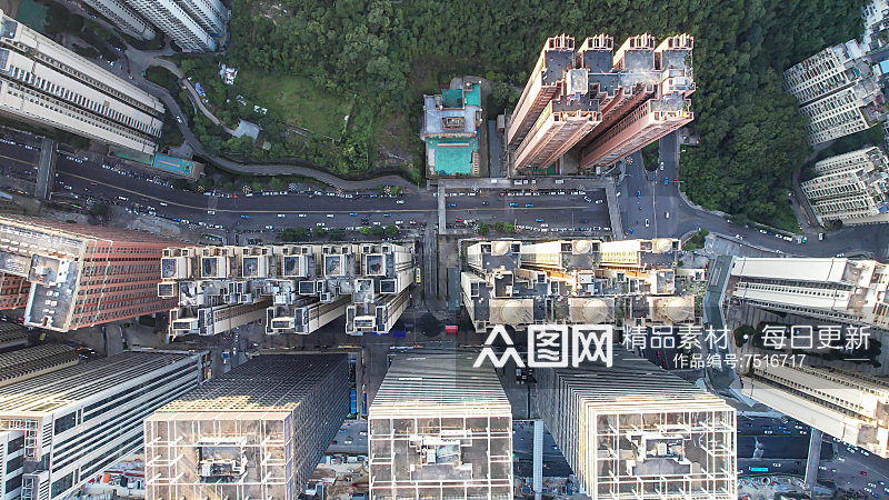俯拍城市高楼住宅小区摄影图建筑素材